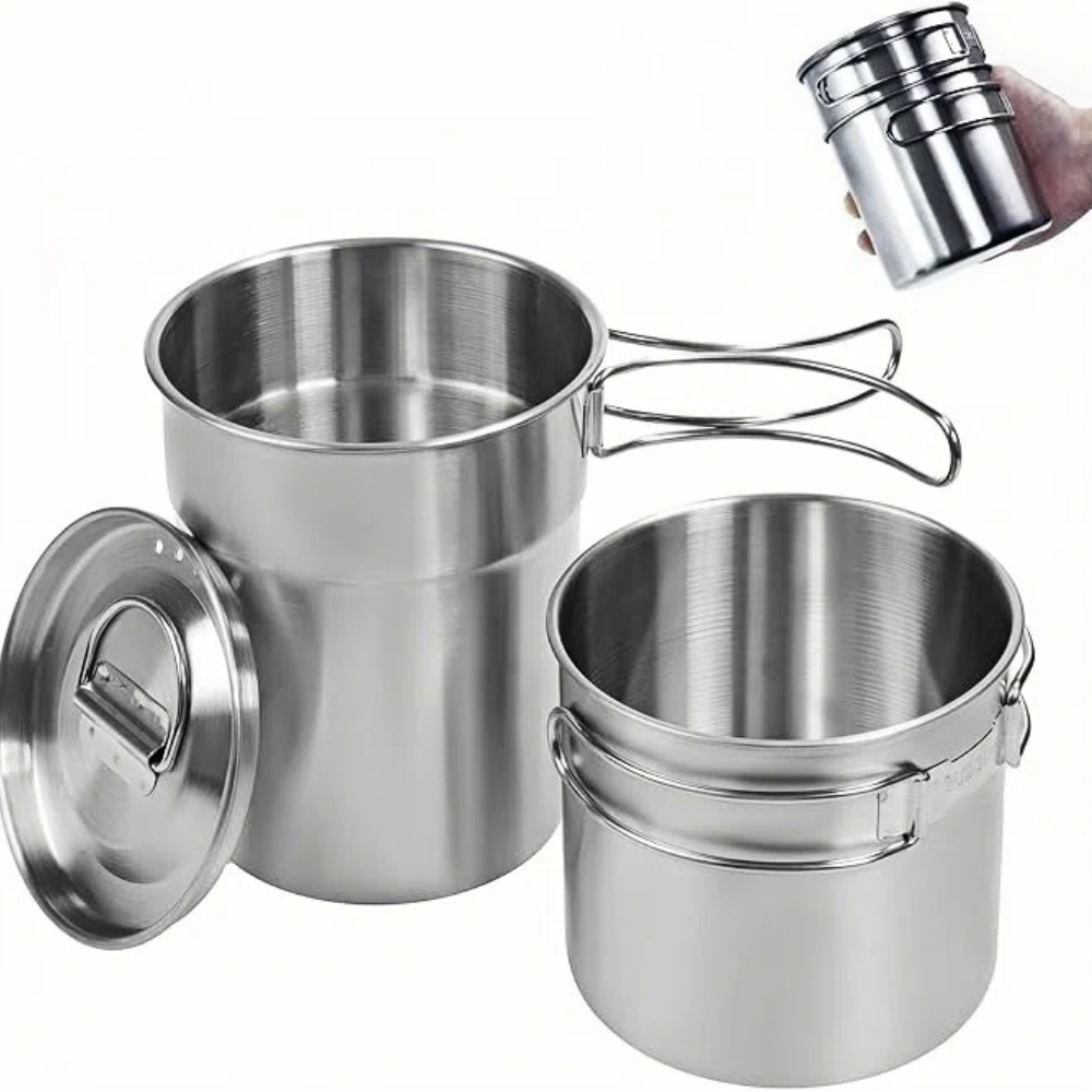 Outdoor Camping Cooking Set - Tazas plegables para acampar, ollas para