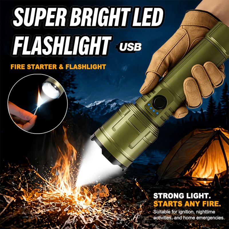 Outdoor Camping Accessories - Linterna y batería externa combinadas, recargable,