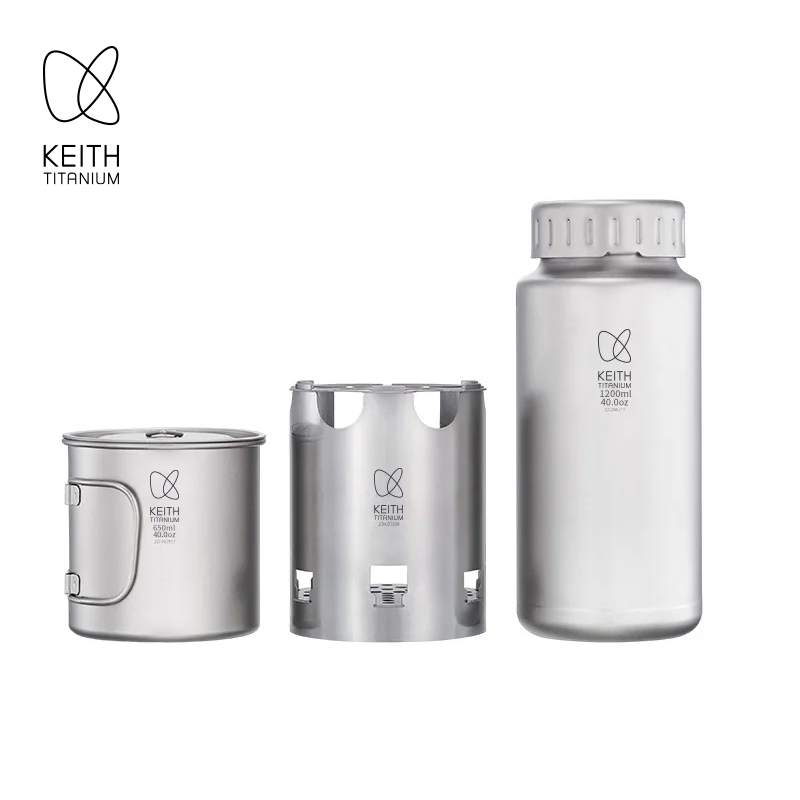 Outdoor Camping Wood Stove - Juego de Camping KEITH de Titanio