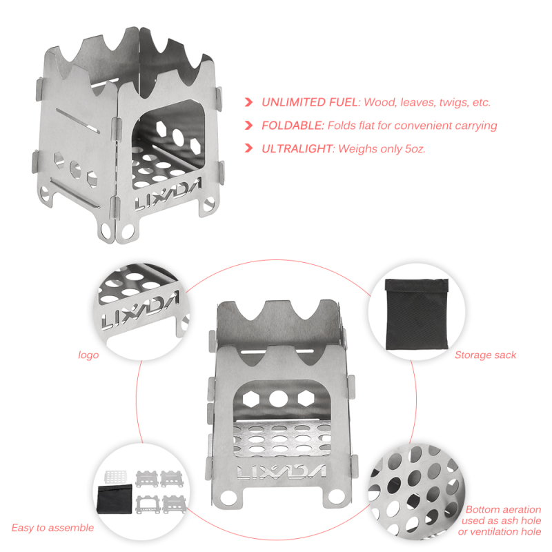 Lixada-estufa portátil de Tita - Outdoor Camping Wood Stove reseña y precio
