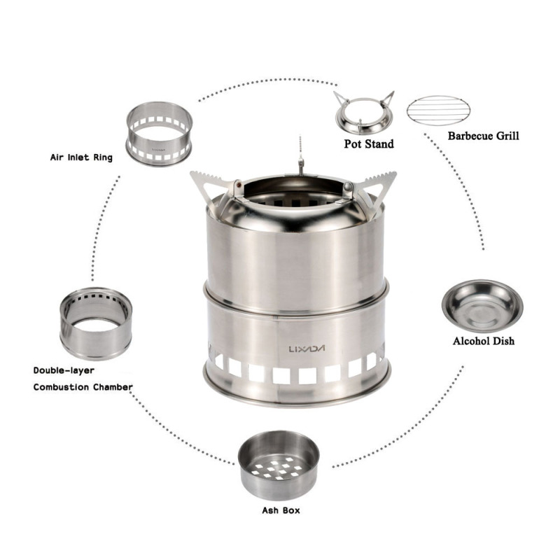 Lixada-estufa de leña de acero - Outdoor Camping Wood Stove reseña y precio